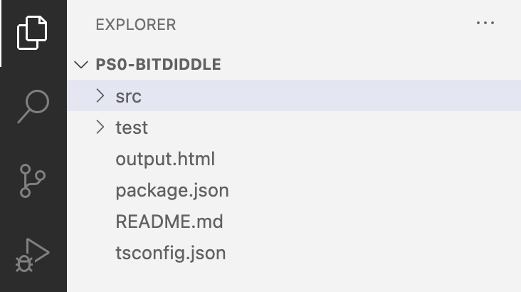 project ps0 now appears in VS Code explorer pane
